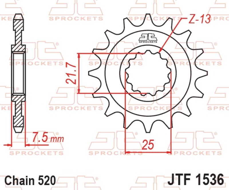Piñón JT SPROCKETS acero estándar 1536 - Paso 520