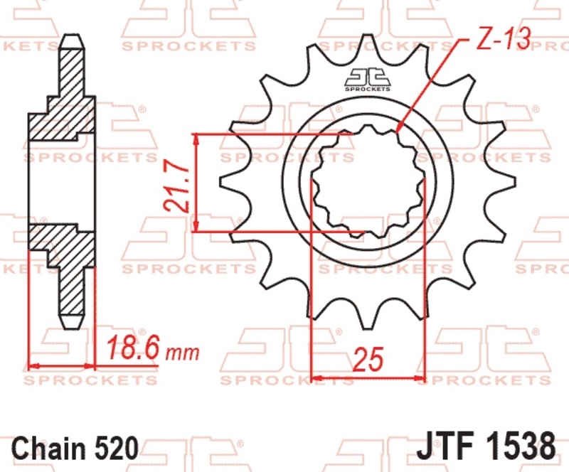 Piñón JT SPROCKETS acero estándar 1538 - Paso 520