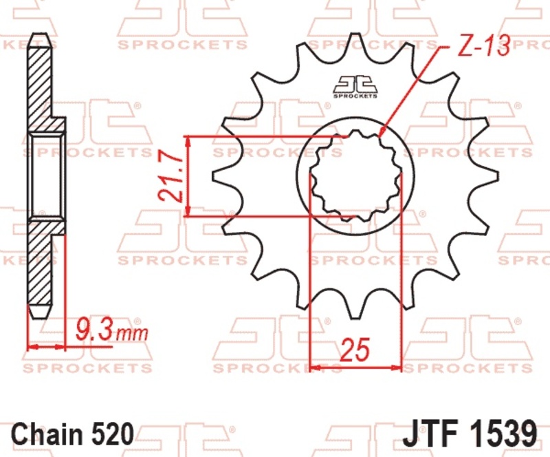 Piñón JT SPROCKETS acero estándar 1539 - Paso 520