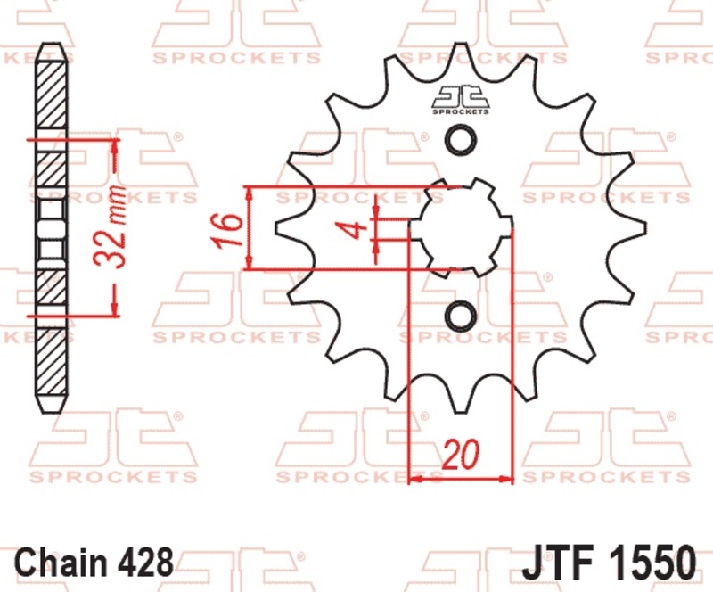 Piñón JT SPROCKETS acero estándar 1550 - Paso 428