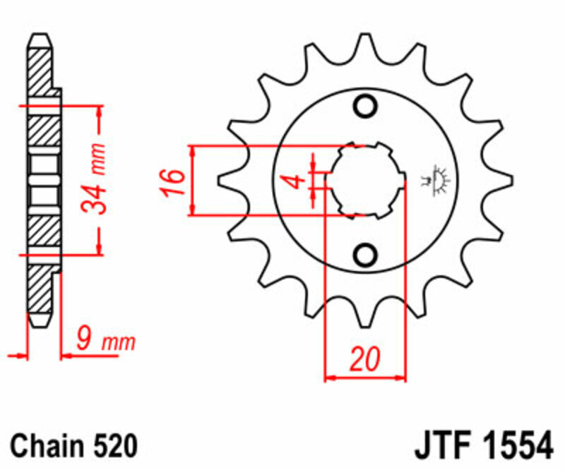 Piñón JT SPROCKETS acero estándar 1554 - Paso 520