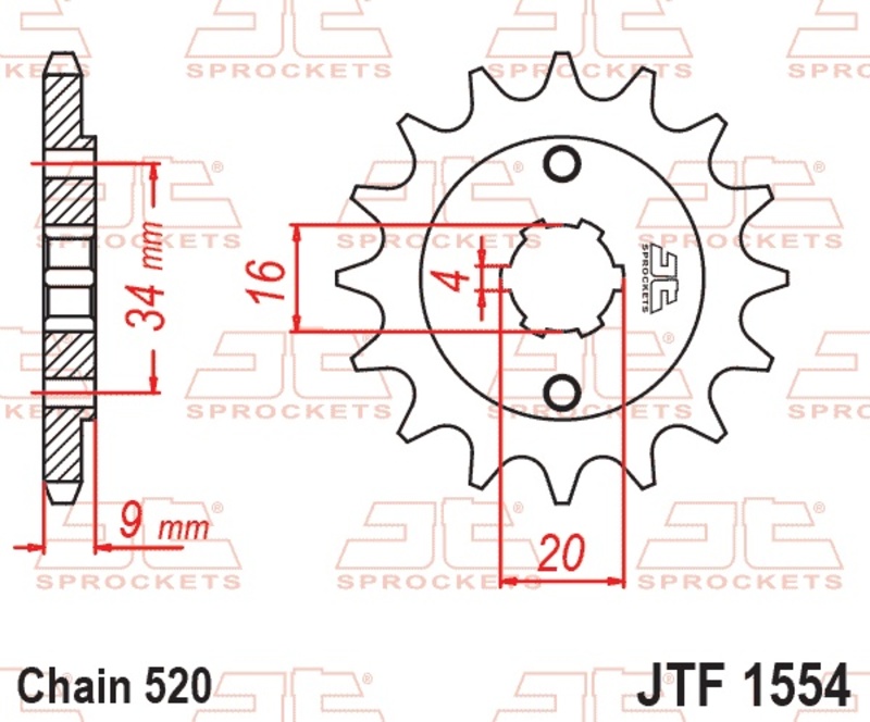 Piñón JT SPROCKETS acero estándar 1554 - Paso 520