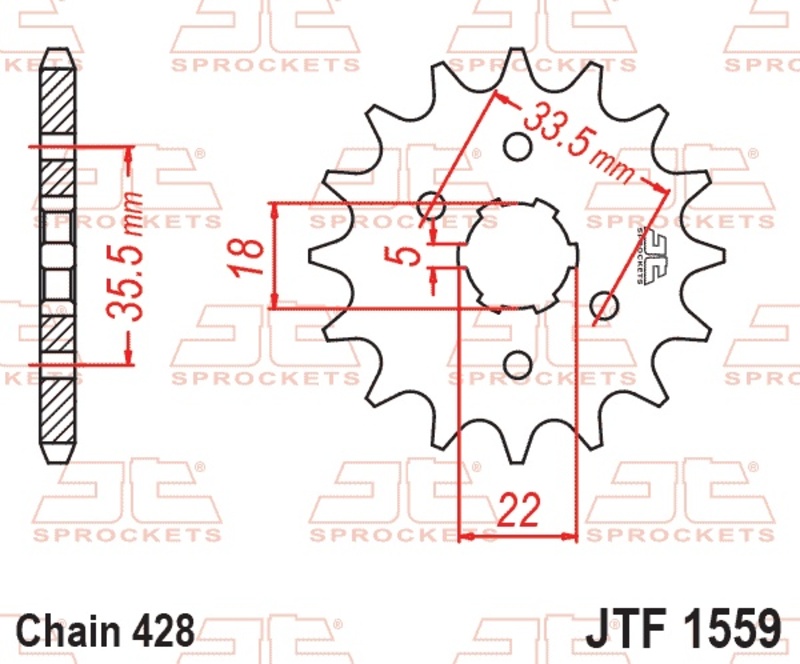 Piñón JT SPROCKETS acero estándar 1559 - Paso 428