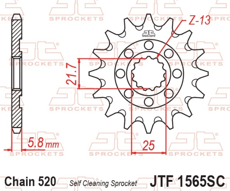 Piñón JT SPROCKETS acero autolimpiable 1565 - Paso 520