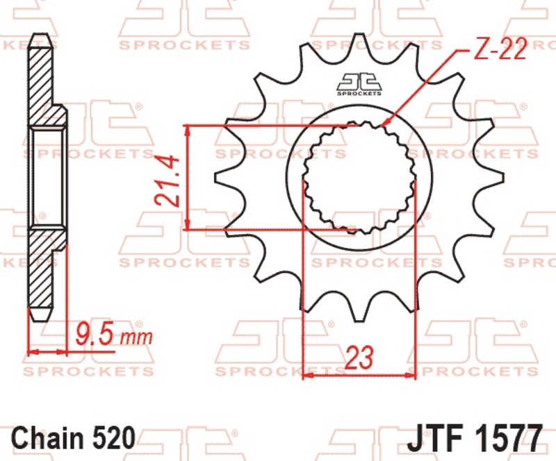 Piñón JT SPROCKETS acero estándar 1577 - Paso 520
