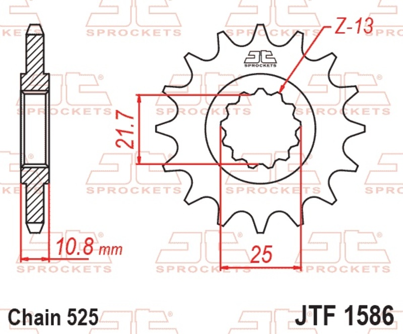 Piñón JT SPROCKETS acero estándar 1586 - Paso 525