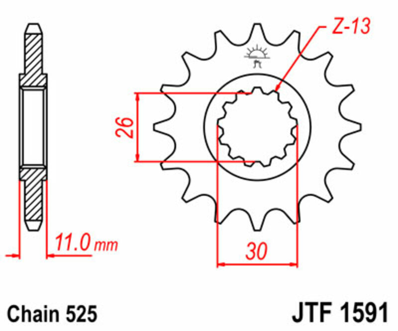 Piñón JT SPROCKETS acero estándar 1591 - Paso 525