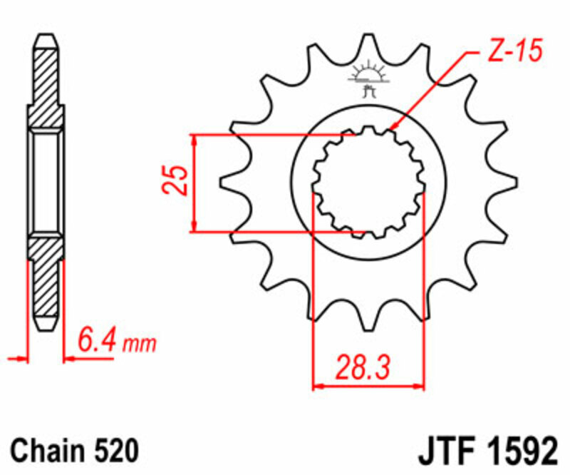 Piñón JT SPROCKETS acero estándar 1592 - Paso 520