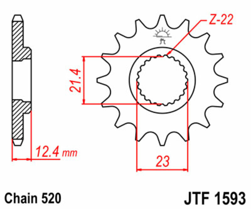 Piñón JT SPROCKETS acero estándar 1593 - Paso 520