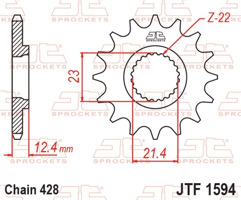 Piñón JT SPROCKETS acero estándar 1594 - Paso 428