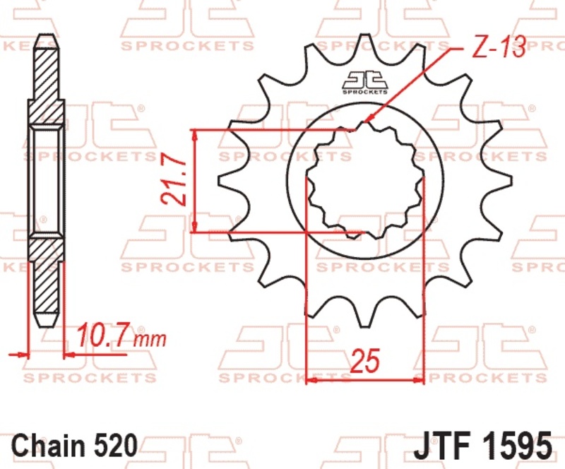 Piñón JT SPROCKETS acero estándar 1595 - Paso 520
