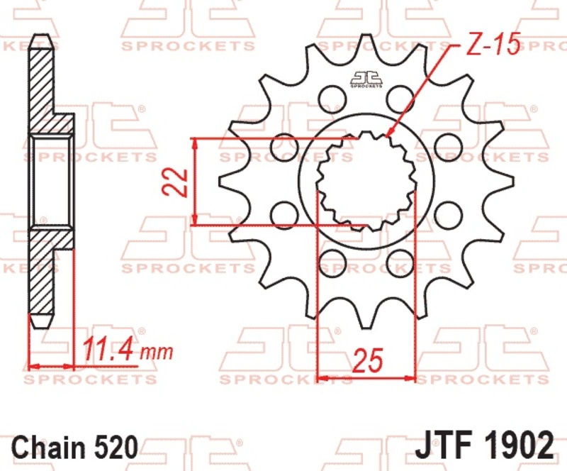 Piñón JT SPROCKETS acero estándar 1902 - Paso 520