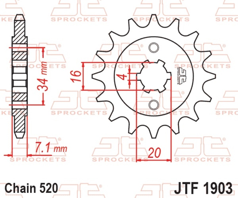 Piñón JT SPROCKETS acero estándar 1903 - Paso 520