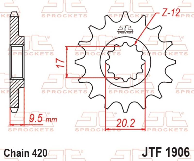 Piñón JT SPROCKETS acero estándar 1906 - Paso 420