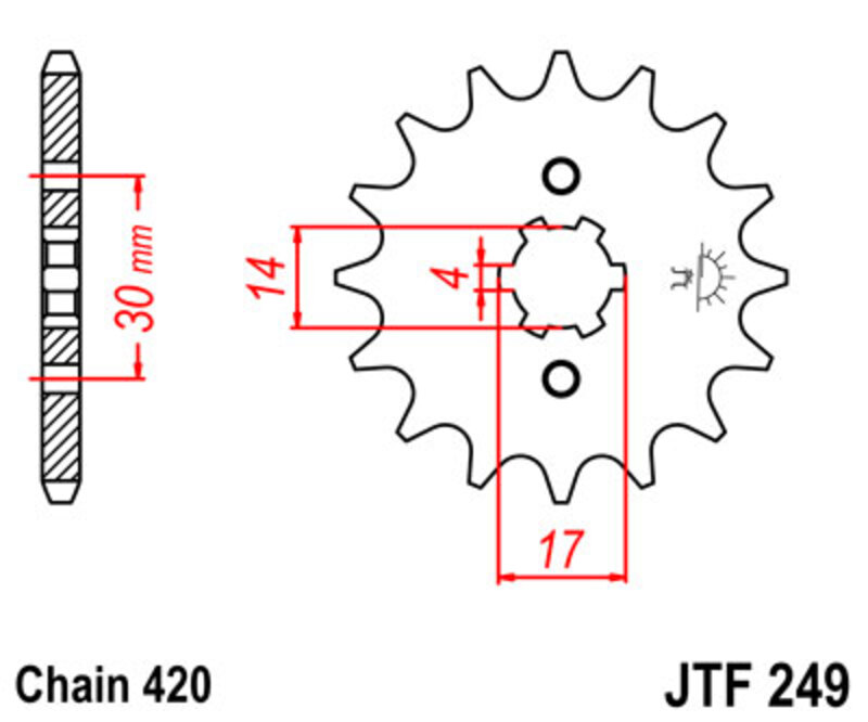 Piñón JT SPROCKETS acero estándar 249 - Paso 420