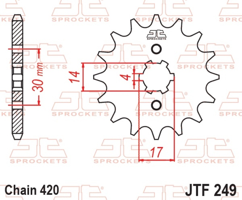 Piñón JT SPROCKETS acero estándar 249 - Paso 420