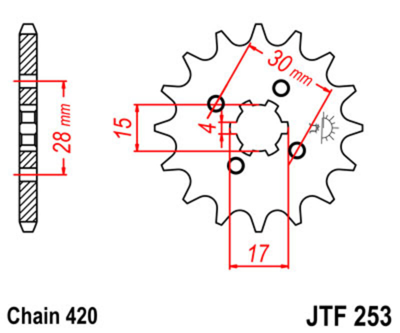Piñón JT SPROCKETS acero estándar 253 - Paso 420