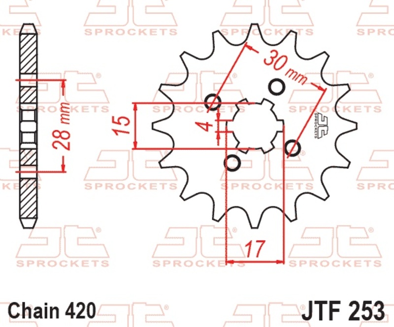 Piñón JT SPROCKETS acero estándar 253 - Paso 420