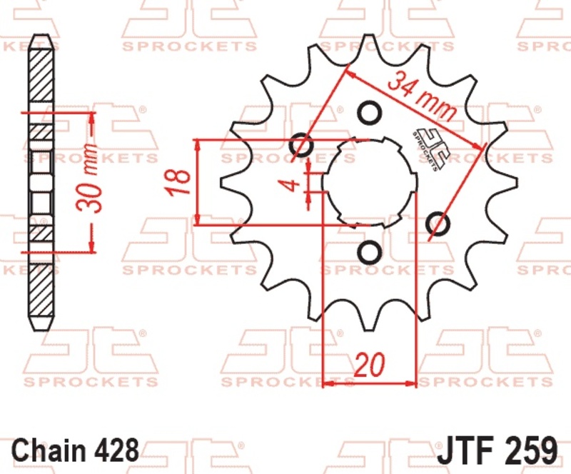 Piñón JT SPROCKETS acero estándar 259 - Paso 428
