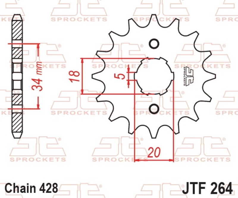 Piñón JT SPROCKETS acero estándar 264 - Paso 428