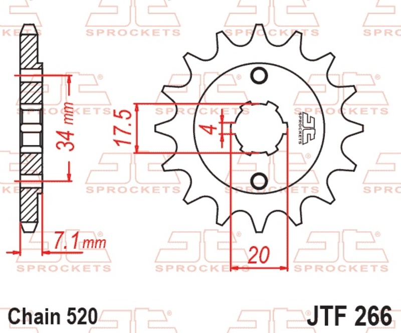 Piñón JT SPROCKETS acero estándar 266 - Paso 520