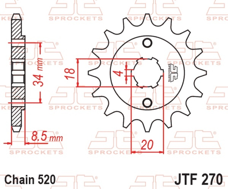 Piñón JT SPROCKETS acero estándar 270 - Paso 520