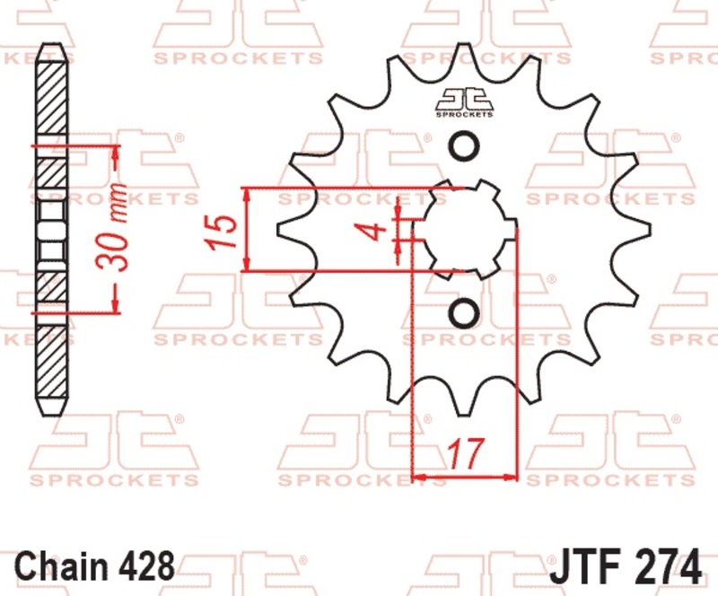 Piñón JT SPROCKETS acero estándar 274 - Paso 428