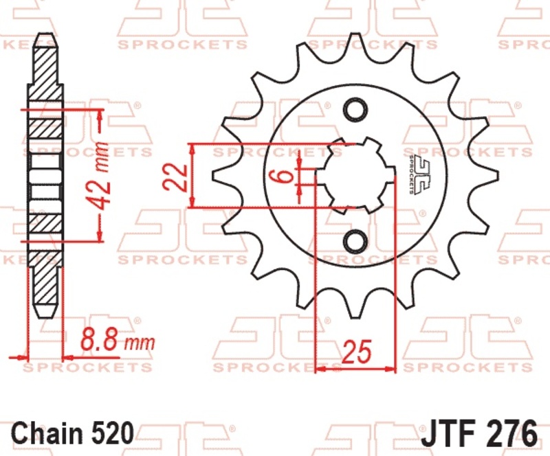 Piñón JT SPROCKETS acero estándar 276 - Paso 520