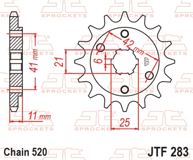 Piñón JT SPROCKETS acero estándar 283 - Paso 520