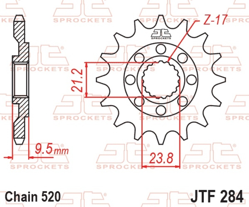 Piñón JT SPROCKETS acero estándar 284 - Paso 520