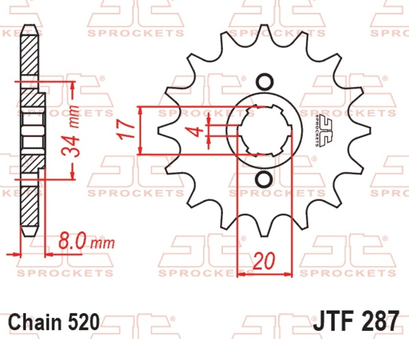 Piñón JT SPROCKETS acero estándar 287 - Paso 520