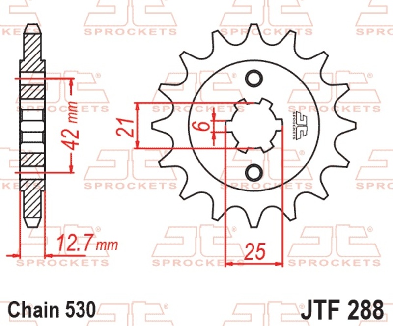 Piñón JT SPROCKETS acero estándar 288 - Paso 530