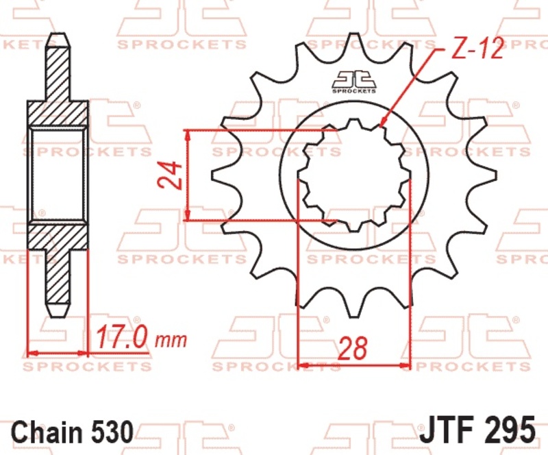 Piñón JT SPROCKETS acero estándar 295 - Paso 530