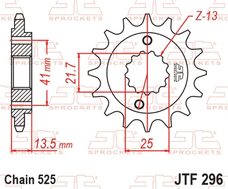Piñón JT SPROCKETS acero estándar 296 - Paso 525