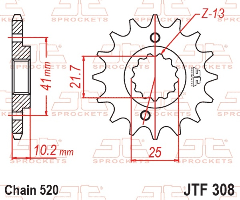 Piñón JT SPROCKETS acero estándar 308 - Paso 520