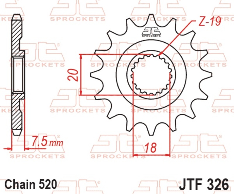 Piñón JT SPROCKETS acero estándar 326 - Paso 520