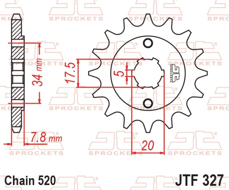 Piñón JT SPROCKETS acero estándar 327 - Paso 520