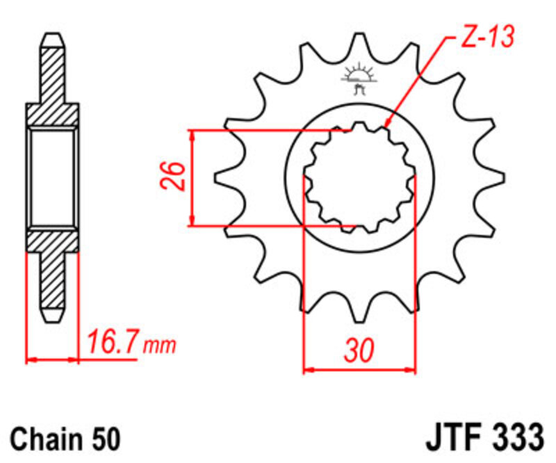 Piñón JT SPROCKETS acero estándar 333 - Paso 530