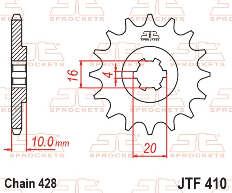 Piñón JT SPROCKETS acero estándar 410 - Paso 428