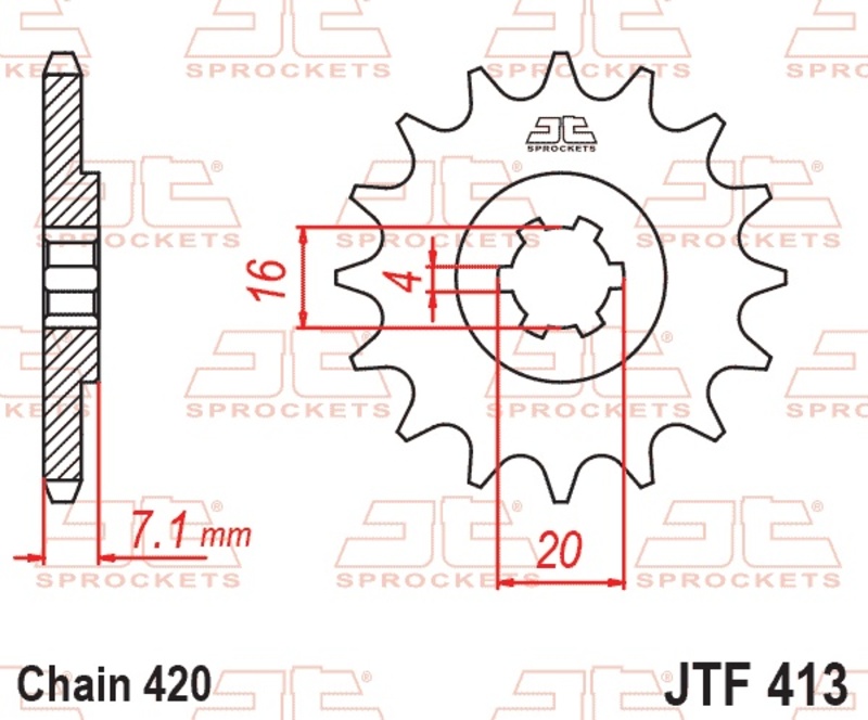 Piñón JT SPROCKETS acero estándar 413 - Paso 420