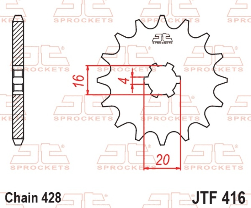 Piñón JT SPROCKETS acero estándar 416 - Paso 428