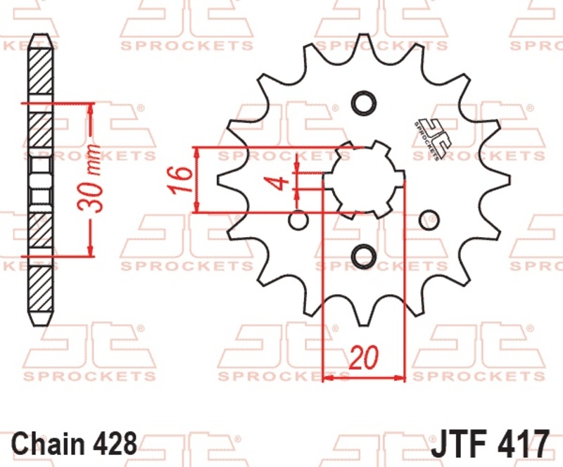 Piñón JT SPROCKETS acero estándar 417 - Paso 428