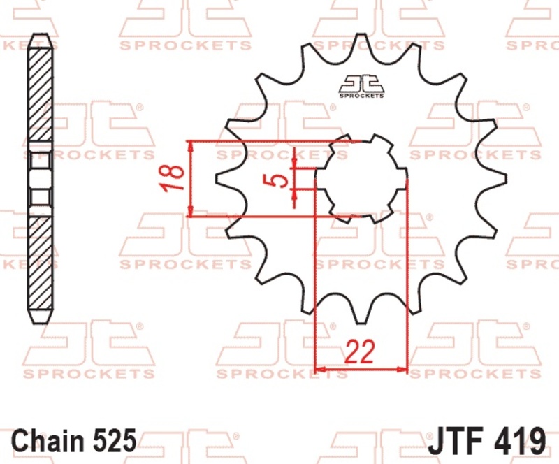 Piñón JT SPROCKETS acero estándar 419 - Paso 525