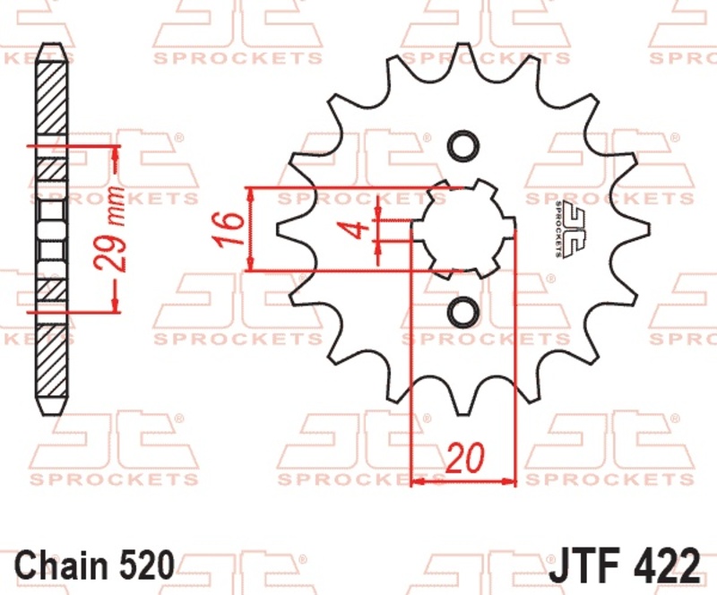 Piñón JT SPROCKETS acero estándar 422 - Paso 520
