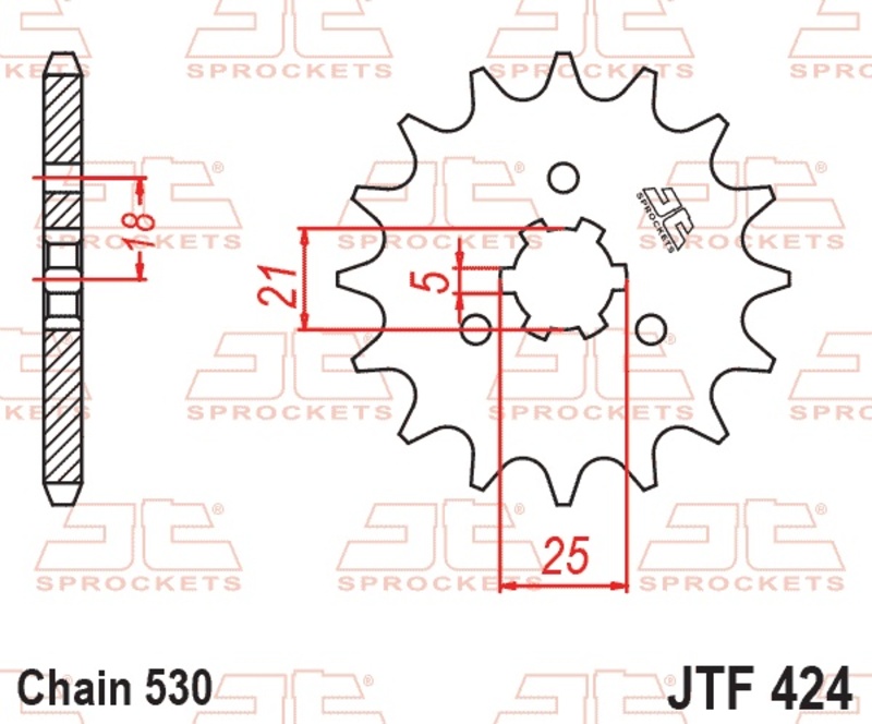 Piñón JT SPROCKETS acero estándar 424 - Paso 530