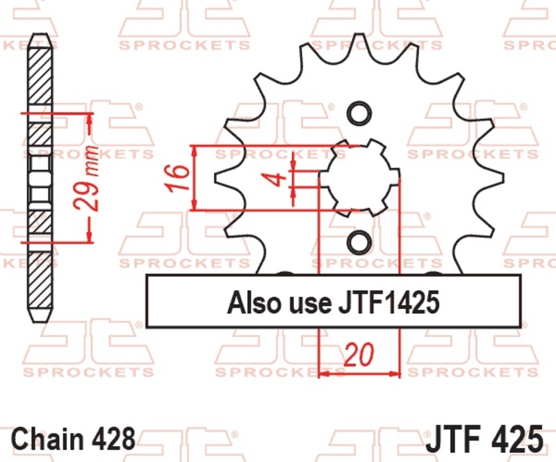 Piñón JT SPROCKETS acero estándar 425 - Paso 428