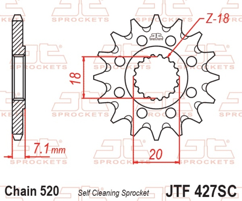 Piñón JT SPROCKETS acero autolimpiable 427 - Paso 520