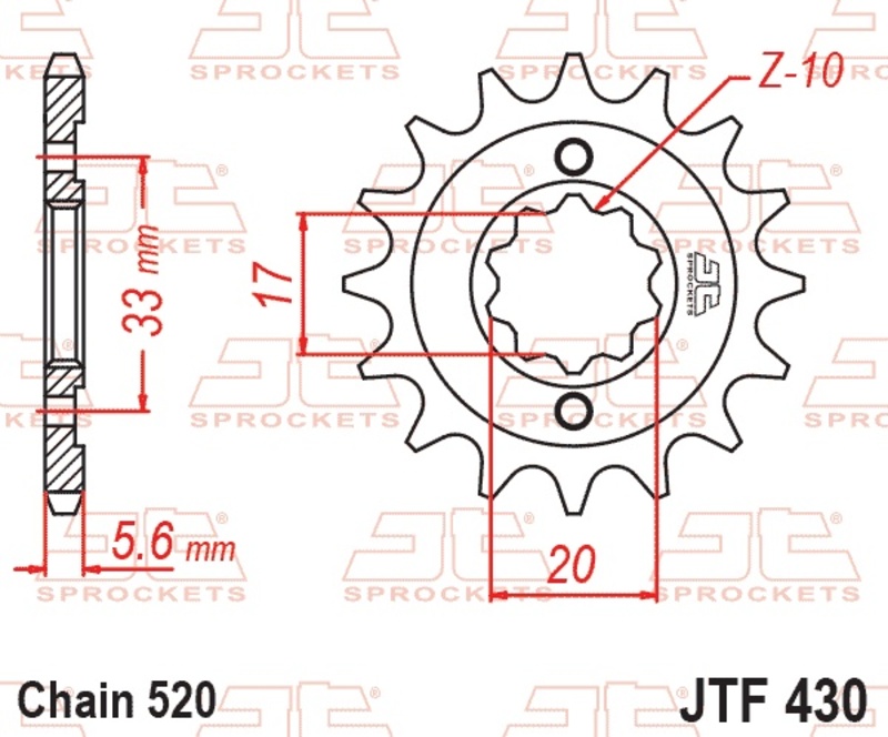 Piñón JT SPROCKETS acero estándar 430 - Paso 520
