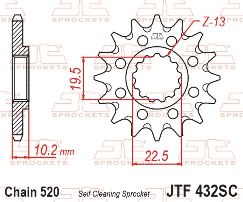 Piñón JT SPROCKETS acero autolimpiable 432 - Paso 520