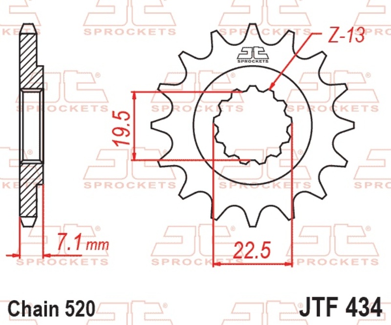 Piñón JT SPROCKETS acero estándar 434 - Paso 520